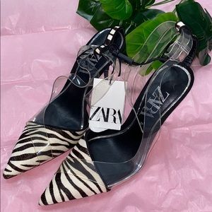 Zara pump / zebra print with clear strap